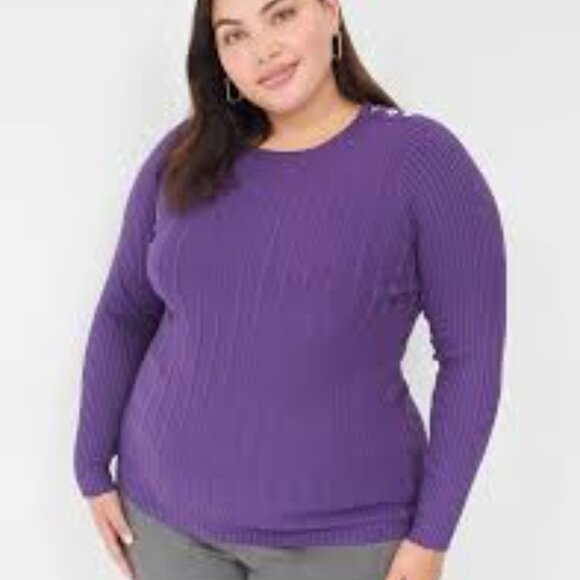 Lane Bryant Sweaters - NWT Lane Bryant Purple Ribbed Pullover Sweater